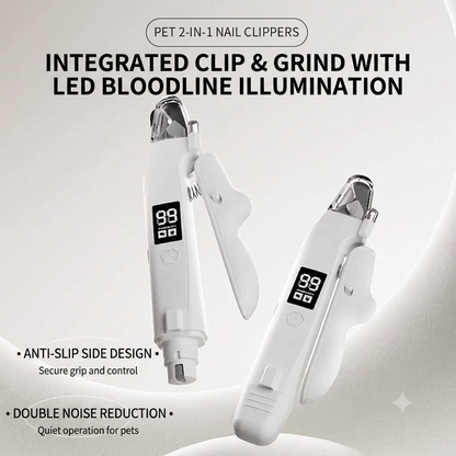2-in-1 Dog Nail Clipper Grinder with LED Light