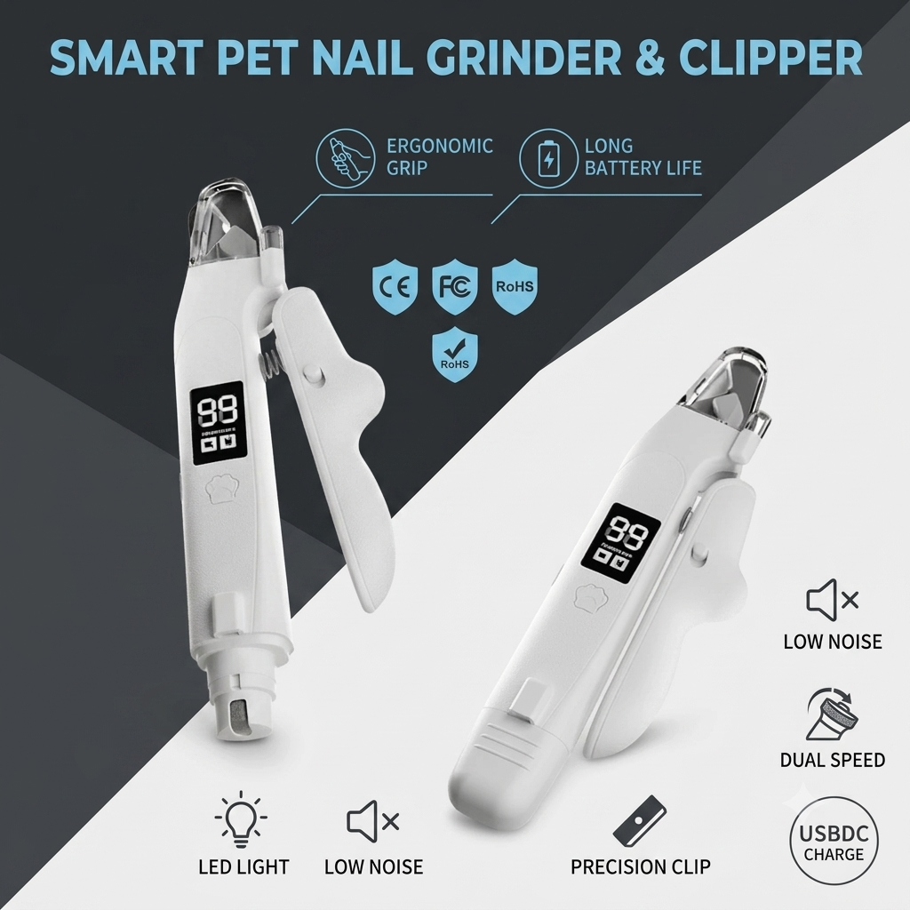 2-in-1 Dog Nail Clipper Grinder with LED Light