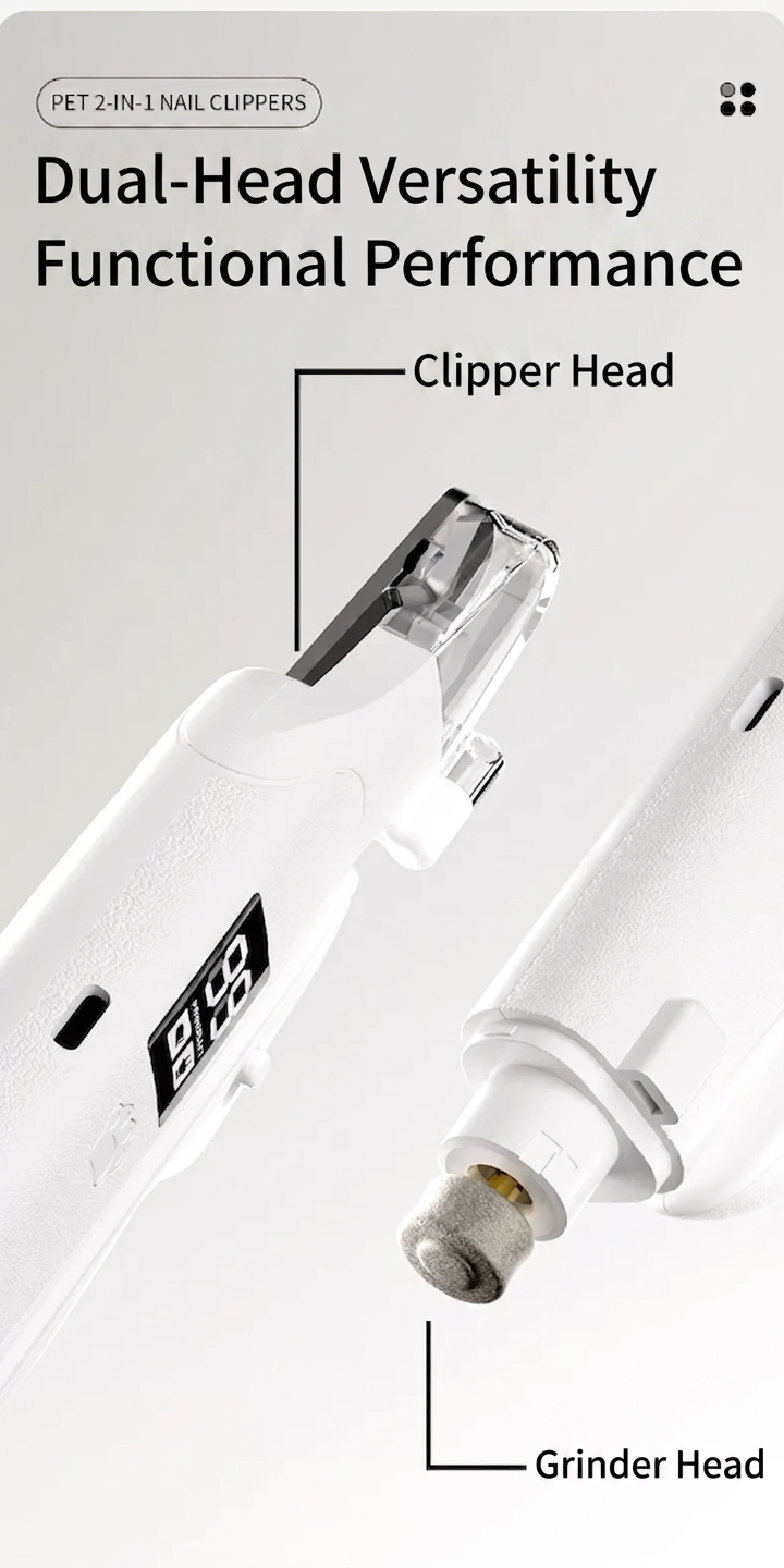 2-in-1 Dog Nail Clipper Grinder with LED Light